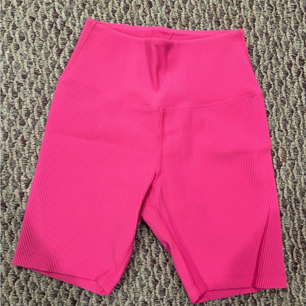 ZYIA Women's Fuchsia Ribbed Bike Shorts